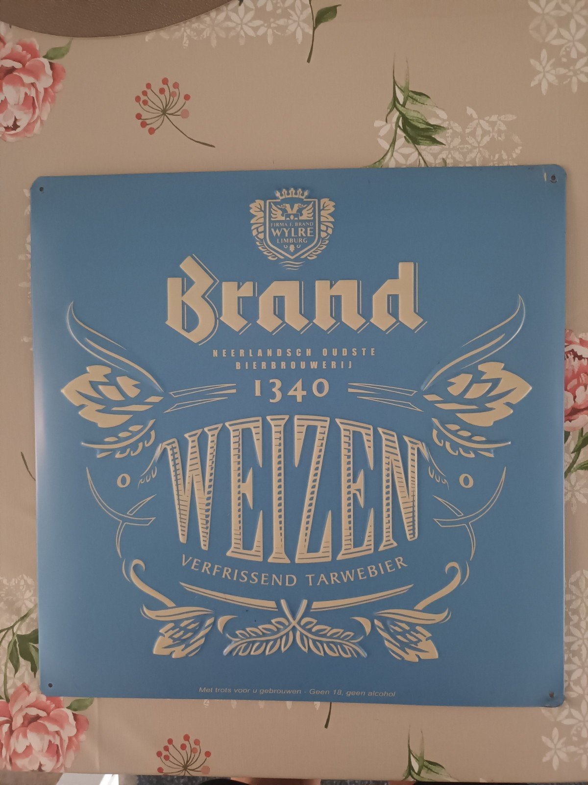 tinplate 3D lichtblauw Weizen bier bord, Ophalen of Verzenden, Nieuw, Reclamebord, Plaat of Schild, Brand