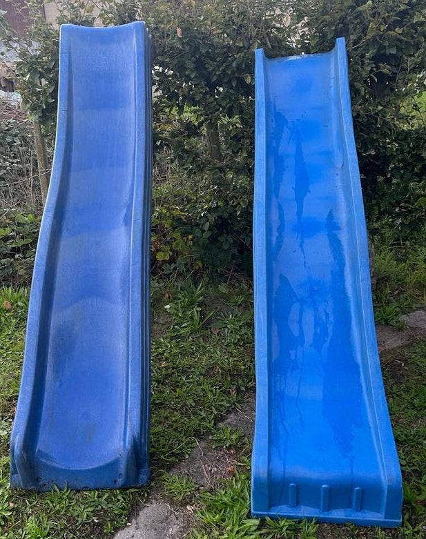 2 blauwe glijbanen voor speeltoestel, Ophalen, Gebruikt, Glijbaan, Aanbouwonderdeel
