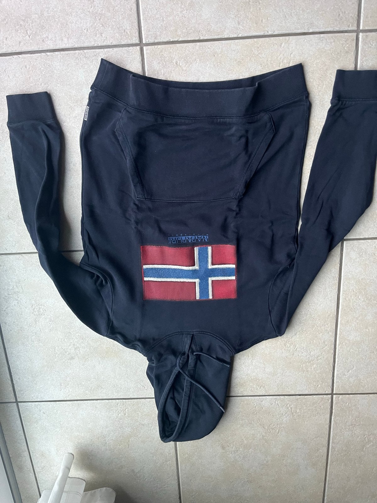 Napapijri Hoodie Donkerblauw - Maat L, Kleding | Heren, Ophalen of Verzenden, Gedragen, Maat 52/54 (L), Blauw