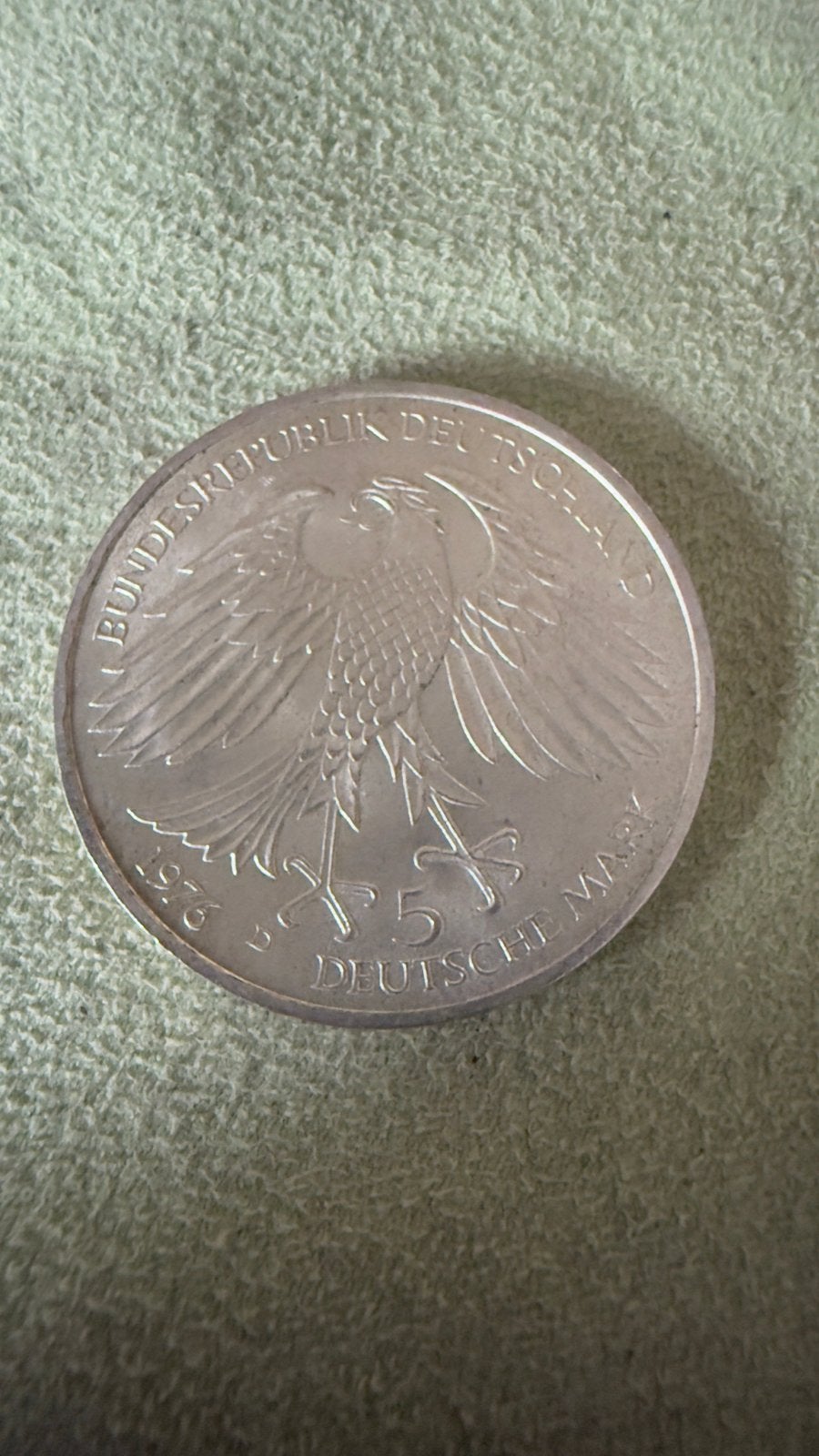 1976 Germany Hans Grimmelshausen Silver 5 Mark, Postzegels en Munten, Munten | Europa | Niet-Euromunten, Verzenden, Duitsland