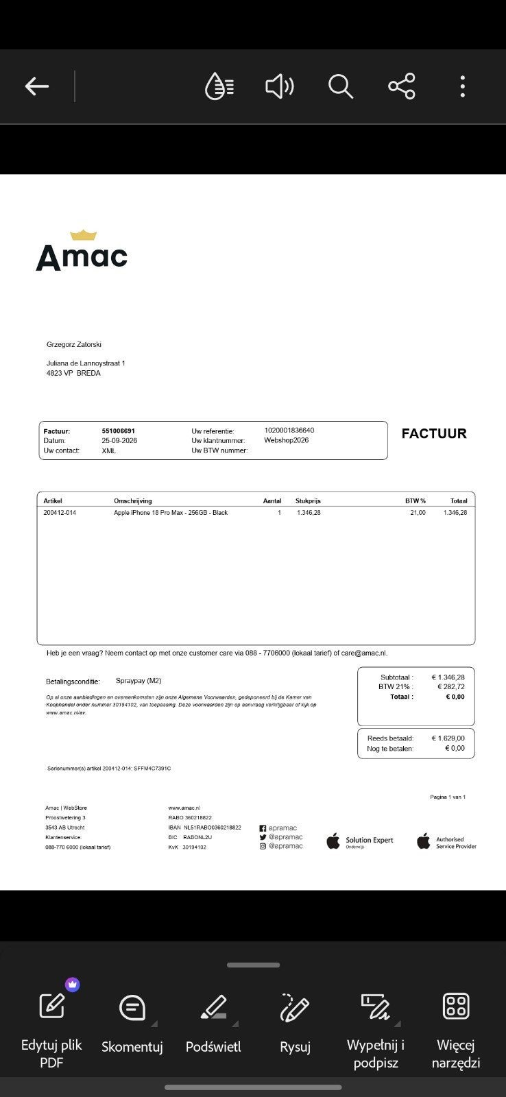 Foto 3 van Apple iPhone 18 Pro Max 256GB Zwart - nieuw