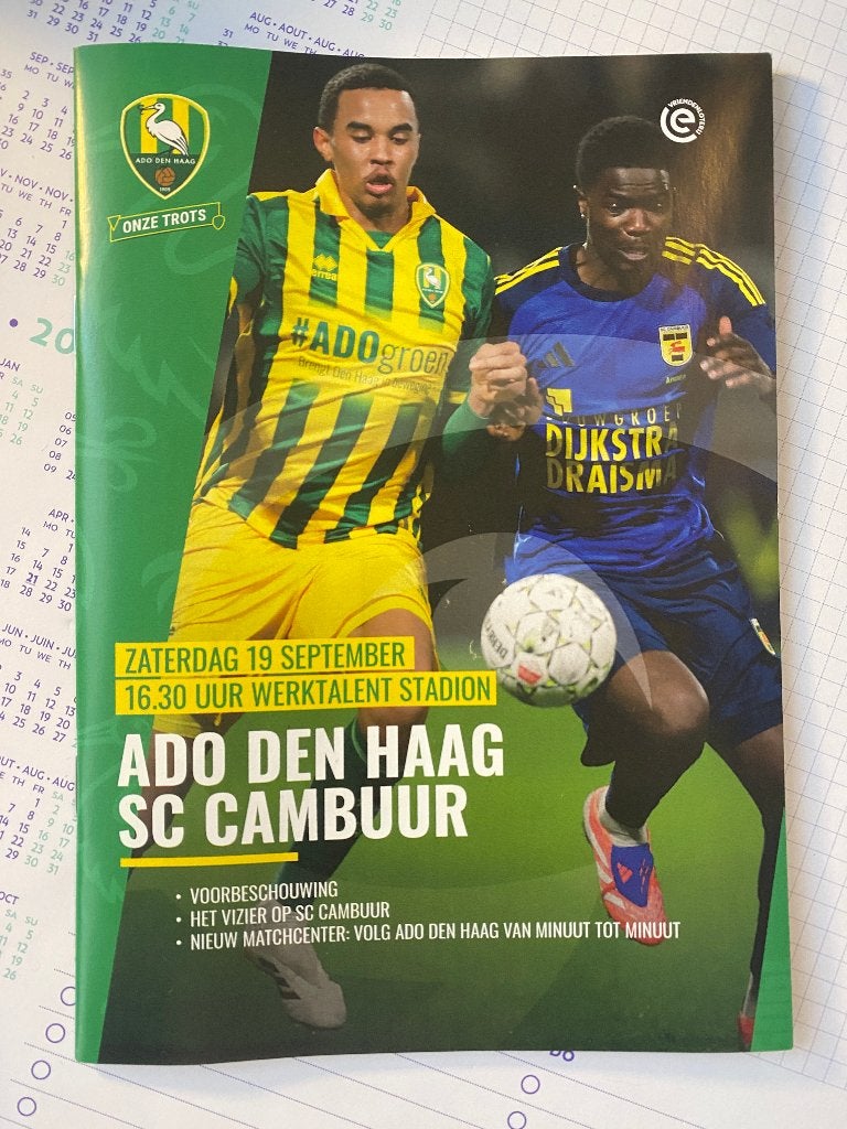 Programmaboekje ADO Den Haag v sc Cambuur19-09-2026., Ophalen of Verzenden, Nieuw, Overige binnenlandse clubs, Overige typen