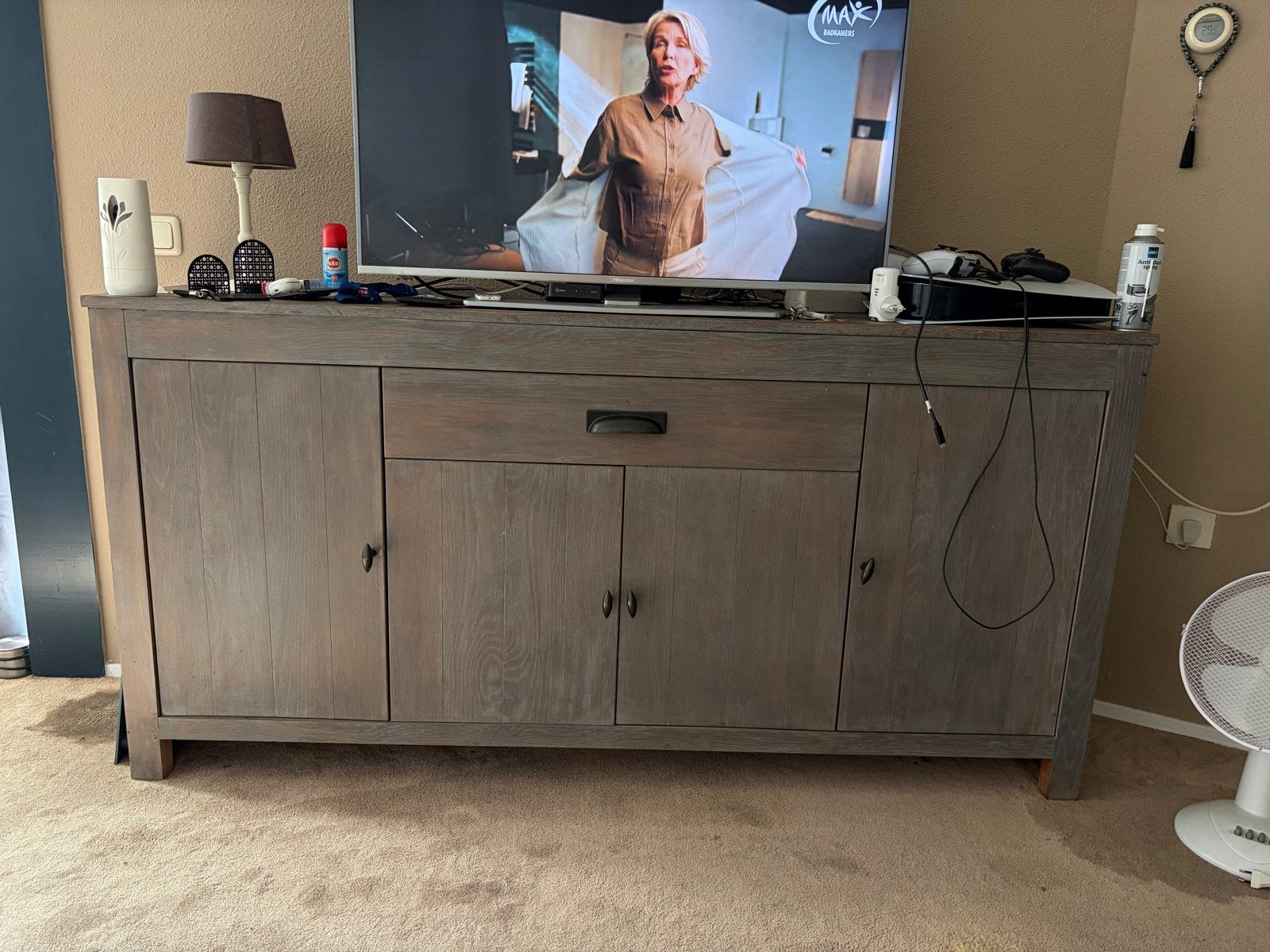 Dressoir / Tv-meubel Landelijke stijl Veel opbergruimte, Ophalen, 150 tot 200 cm, Gebruikt, Eikenhout