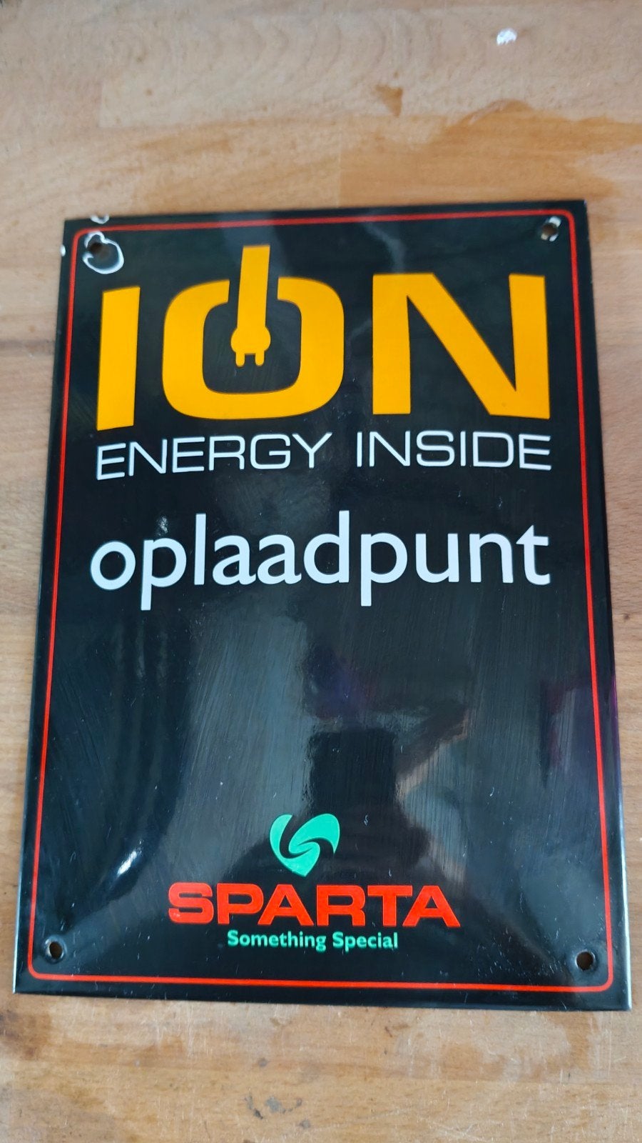 Emaille reclamebord Sparta ION oplaadpunt 21x29,5cm, Ophalen of Verzenden
