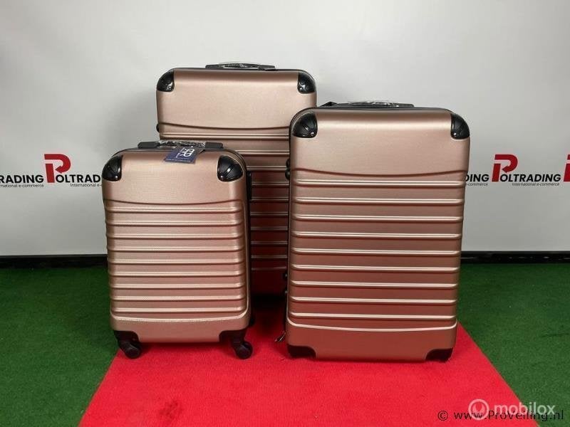 Online Veiling: Reiskoffer set 20"- 26"- 28" Rosé gold, Nieuw