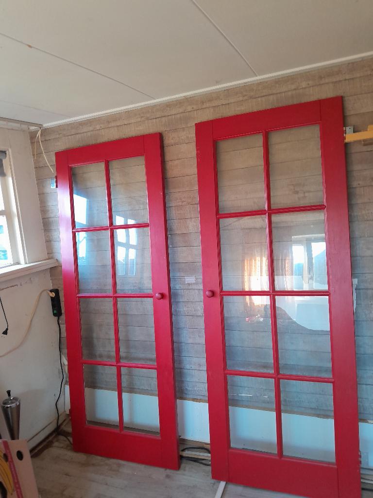 2 binnendeuren met glas, Doe-het-zelf en Verbouw, Deuren en Horren, Ophalen, Gebruikt, Minder dan 80 cm, Binnendeur