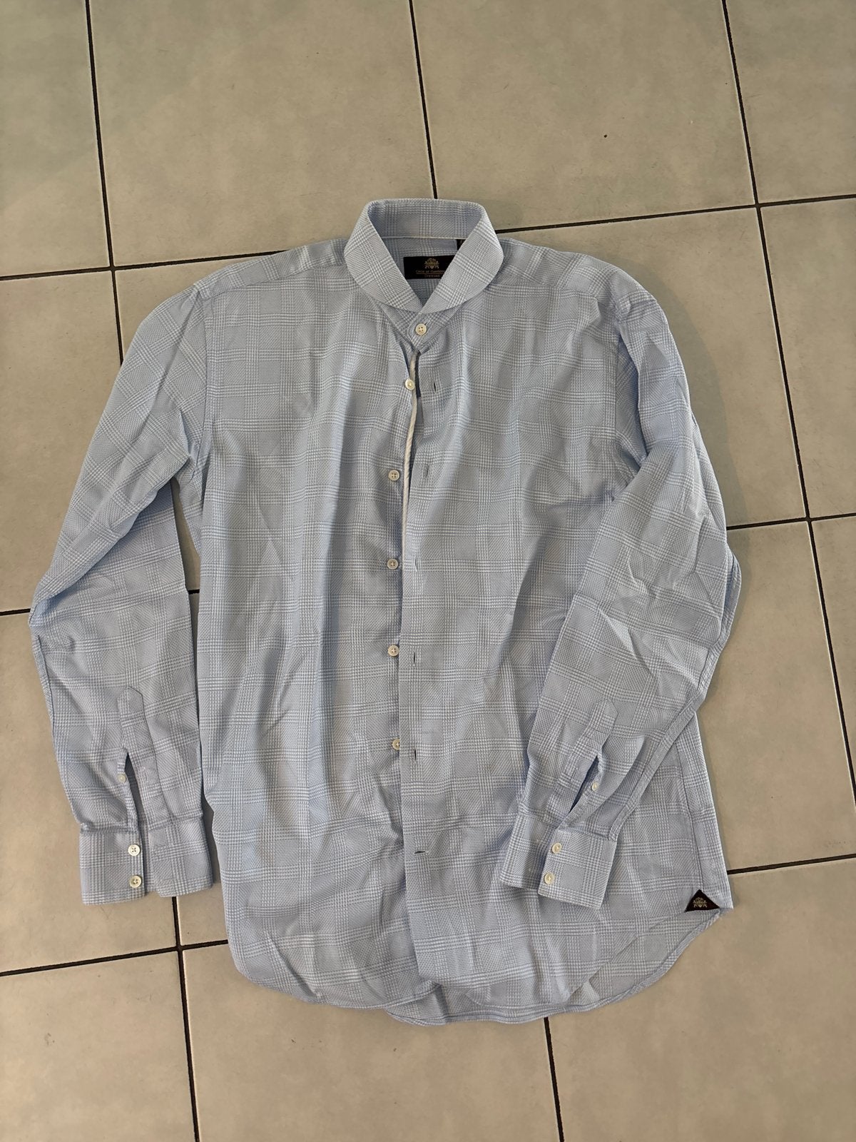 Circle of Gentlemen Overhemd Lichtblauw Ruit Maat 41, Ophalen, Gedragen, Blauw, Halswijdte 41/42 (L)