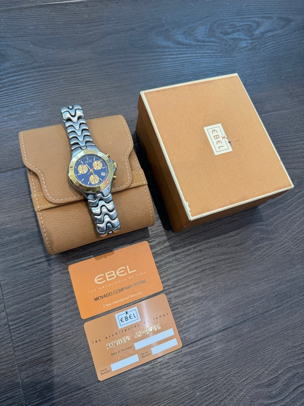 Ebel Sportwave Chronograaf Horloge - Staal en Goud, Sieraden, Tassen en Uiterlijk, Staal, Polshorloge, Zo goed als nieuw, Ophalen
