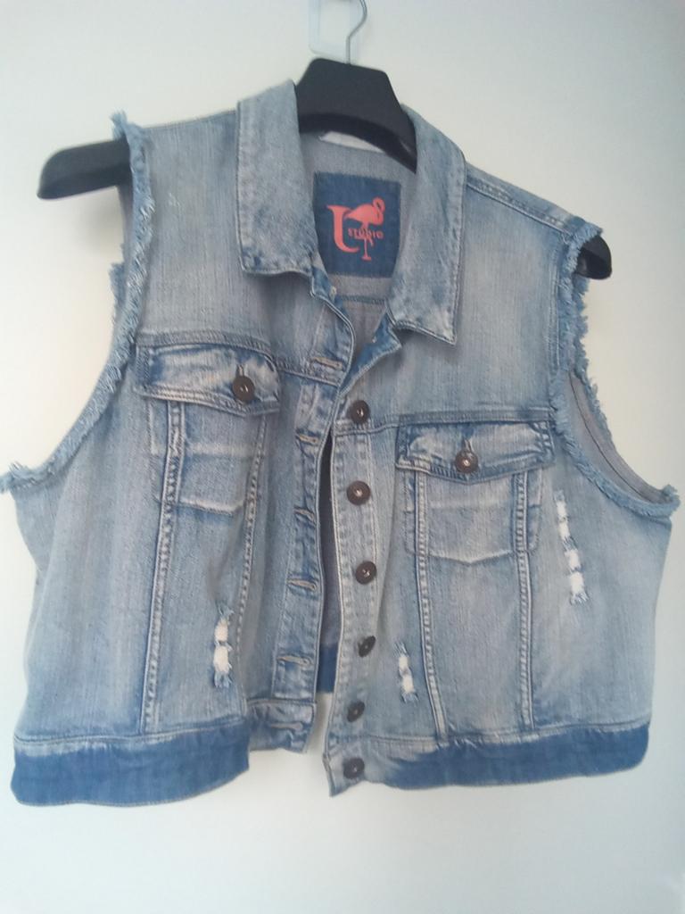 Leuk spijker hesje maat 52, Kleding | Dames, Grote Maten, Ophalen of Verzenden, Gedragen, Blauw, Jasje of Colbert