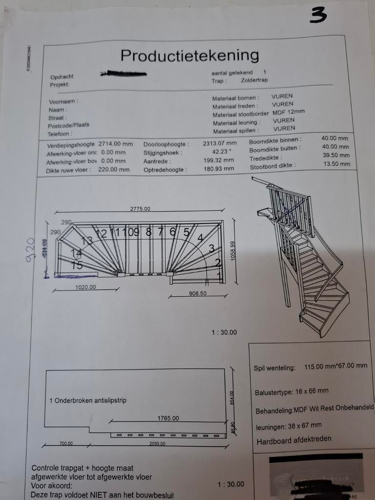 Zoldertrap Vuren Hout - Nieuwstaat, Doe-het-zelf en Verbouw, Ladders en Trappen, Ophalen of Verzenden