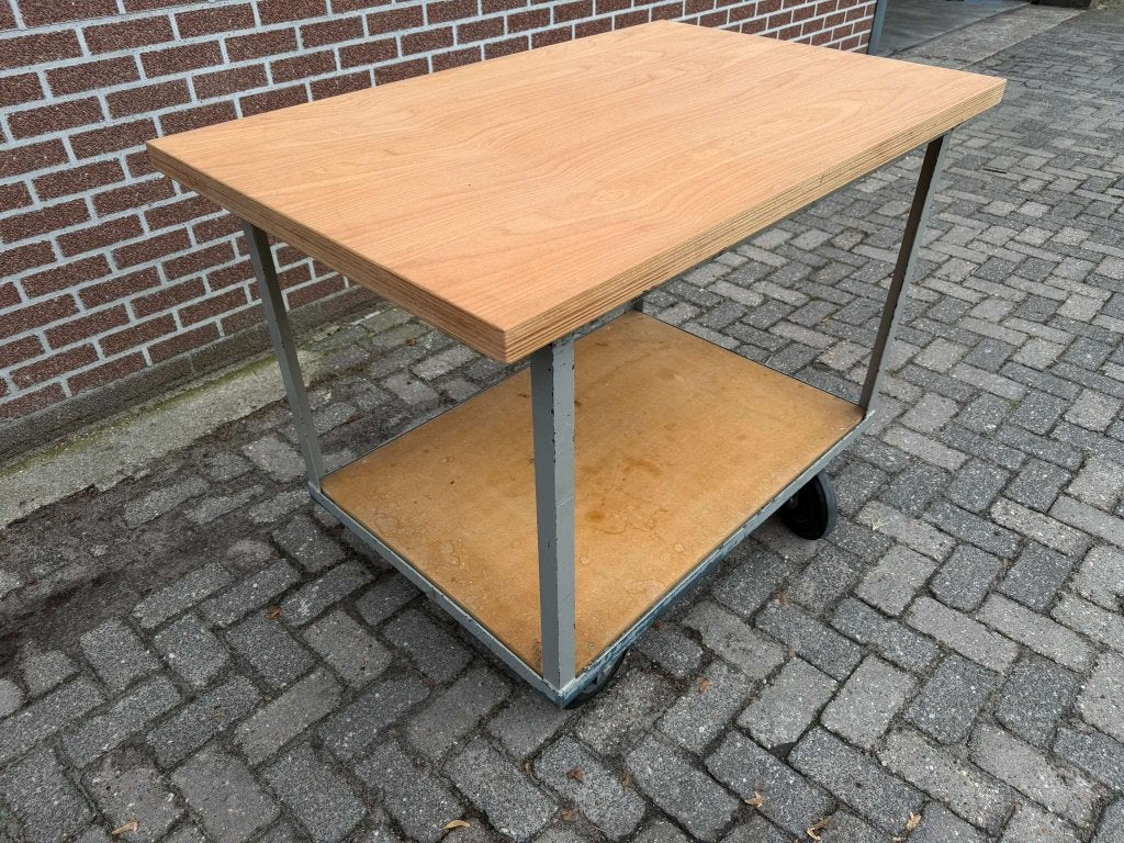 Mobiele werkbank met nieuwe beuken werkblad 40mm, Niet ingevuld, 70 tot 120 cm, Niet ingevuld, Ophalen of Verzenden