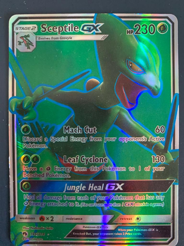 Pokémon Kaart Sceptile GX 196/214 Holo Foil, Ophalen of Verzenden, Zo goed als nieuw, Losse kaart, Foil
