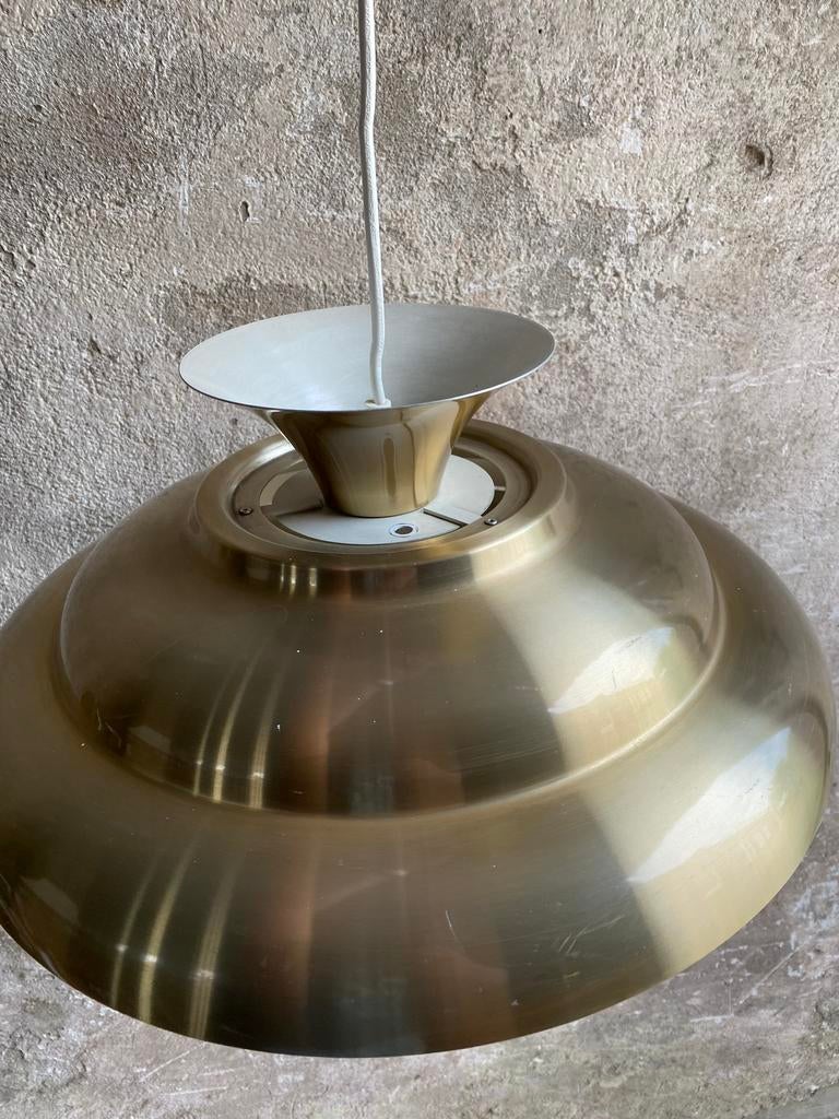 Dijkstra goudkleurige hanglamp , jaren 70, Gebruikt, Ophalen of Verzenden, Dijkstra, Metaal