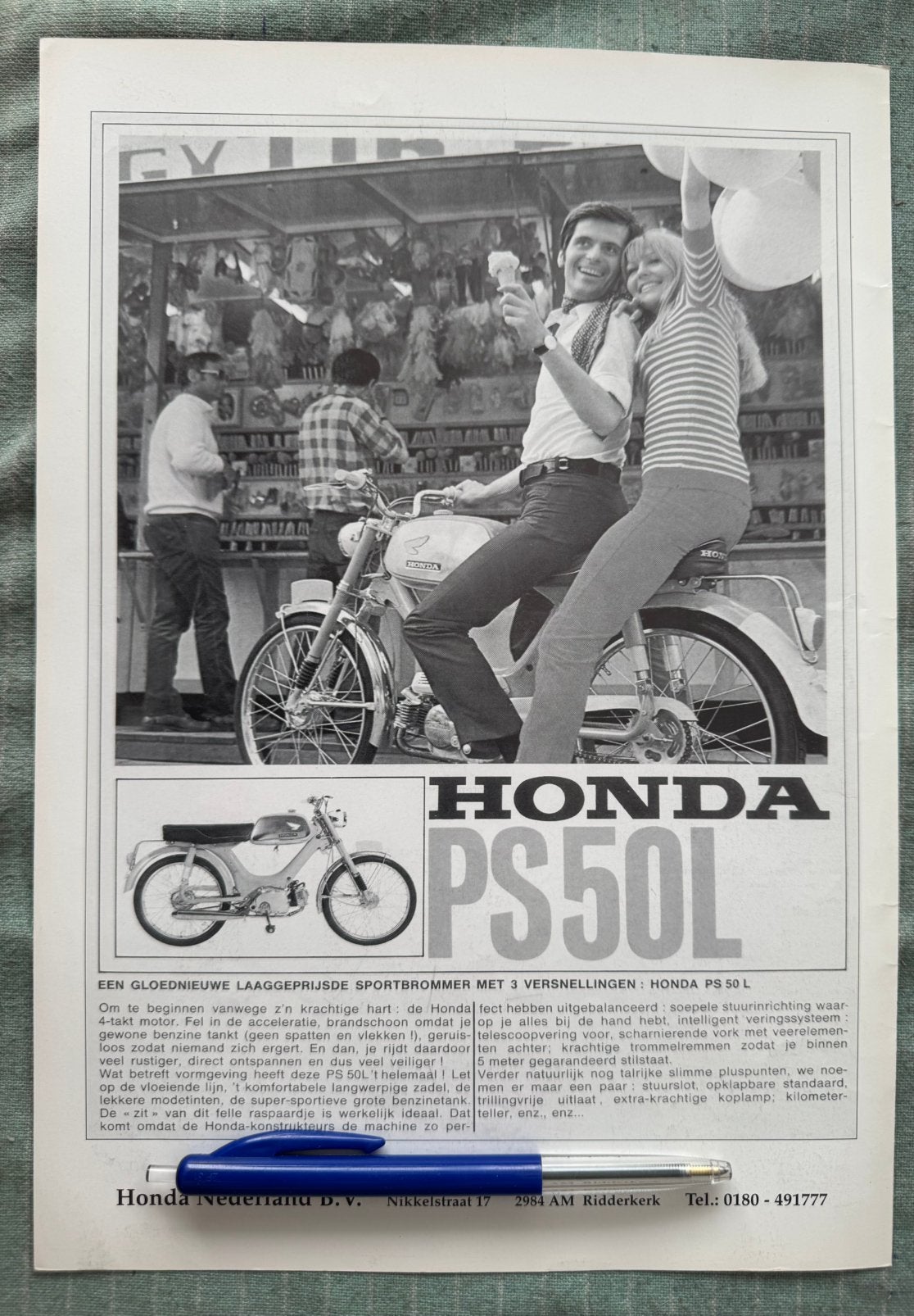 Knipsel met oude advertentie Honda PS50L, Ophalen of Verzenden, Zo goed als nieuw, Motoren