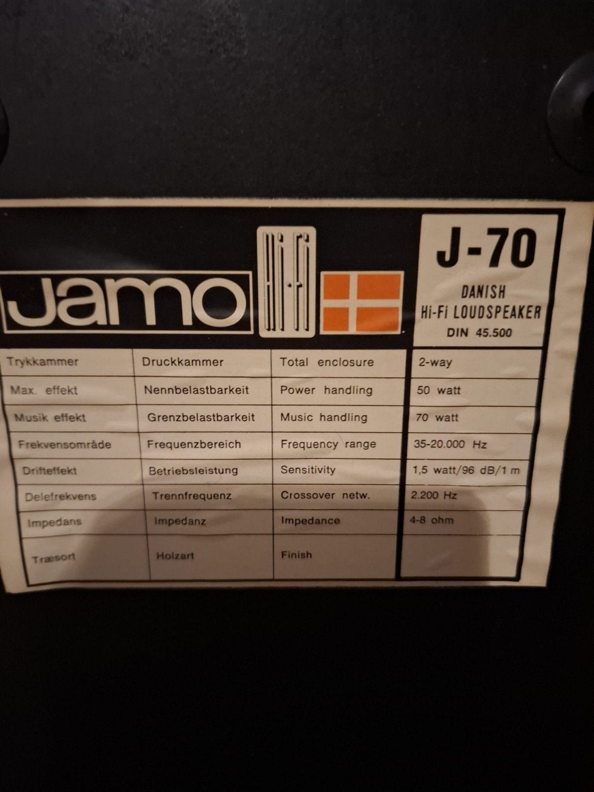 vintage jamo j 70 speakers 2 stuks, Ophalen, Gebruikt, 60 tot 120 watt, Jamo