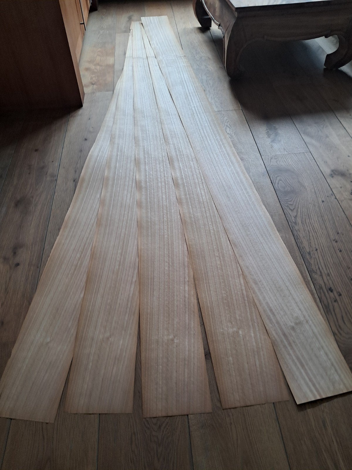 5 stroken fineer 193x3000mm, ca. 0,5mm dik, Minder dan 25 mm, Overige typen, Ophalen of Verzenden, 300 cm of meer