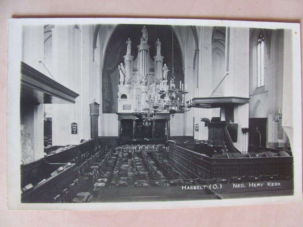 Hasselt, kerkinterieur, Ophalen of Verzenden, 1920 tot 1940, Gelopen, Overijssel
