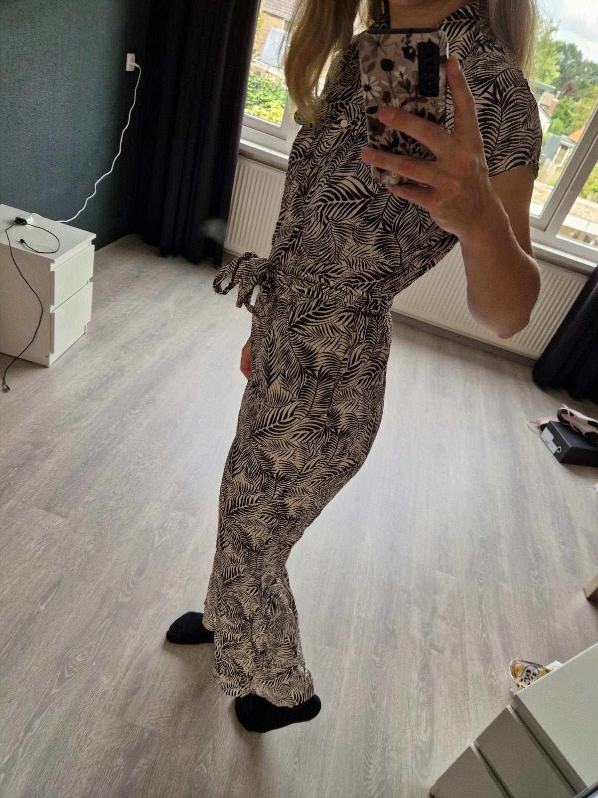 VILA jumpsuit met bladprint - Maat M, Kleding | Dames, Maat 38/40 (M), Zwart, Vila, Ophalen of Verzenden