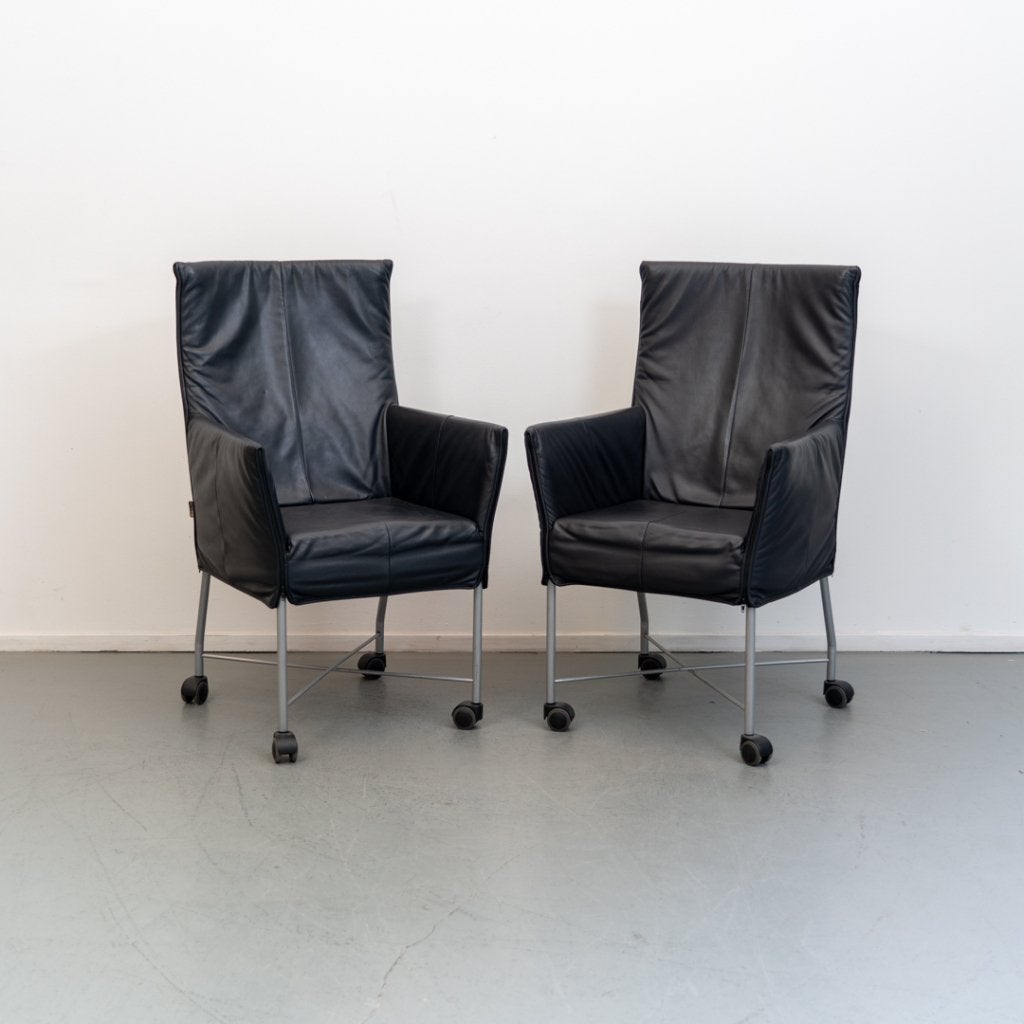 Montis Chaplin zwart leder + rvs onderstel (verrijdbaar), Huis en Inrichting, Niet ingevuld, Zo goed als nieuw, Niet ingevuld
