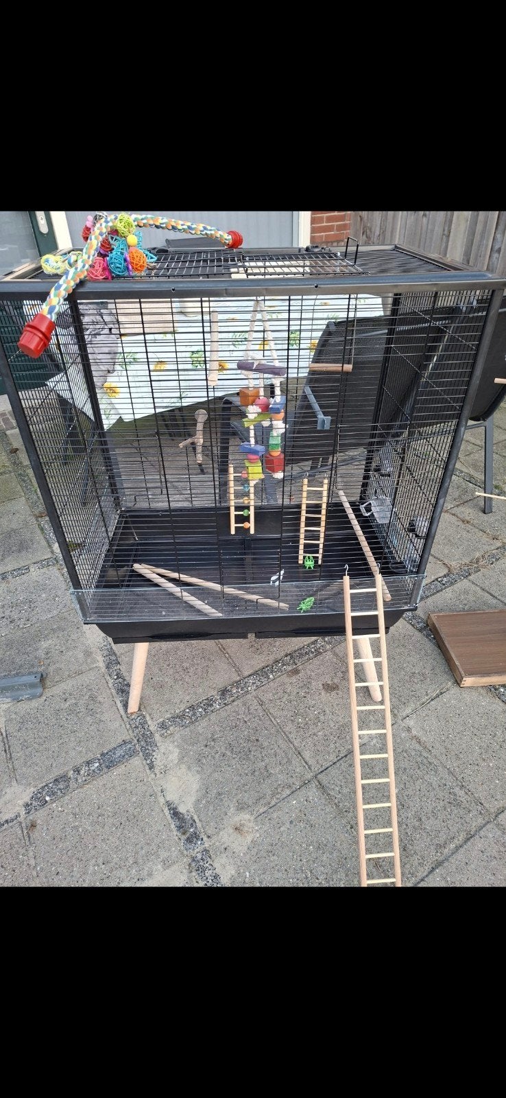vogelkooi met vogelboom en speeltjes, Dieren en Toebehoren, Ophalen, Zo goed als nieuw, Kooi-accessoires