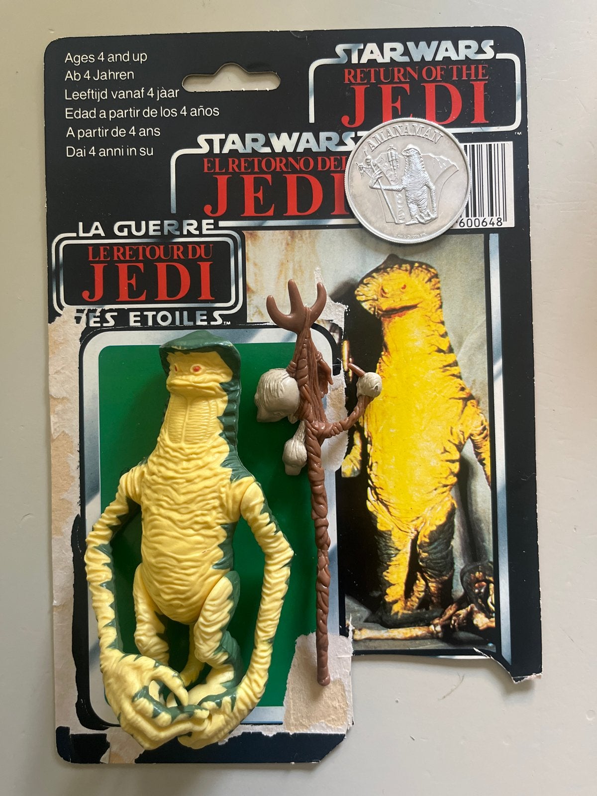 Vintage Star Wars Last 17 Amanaman met munt en kaart, Ophalen of Verzenden, Gebruikt, Actiefiguurtje