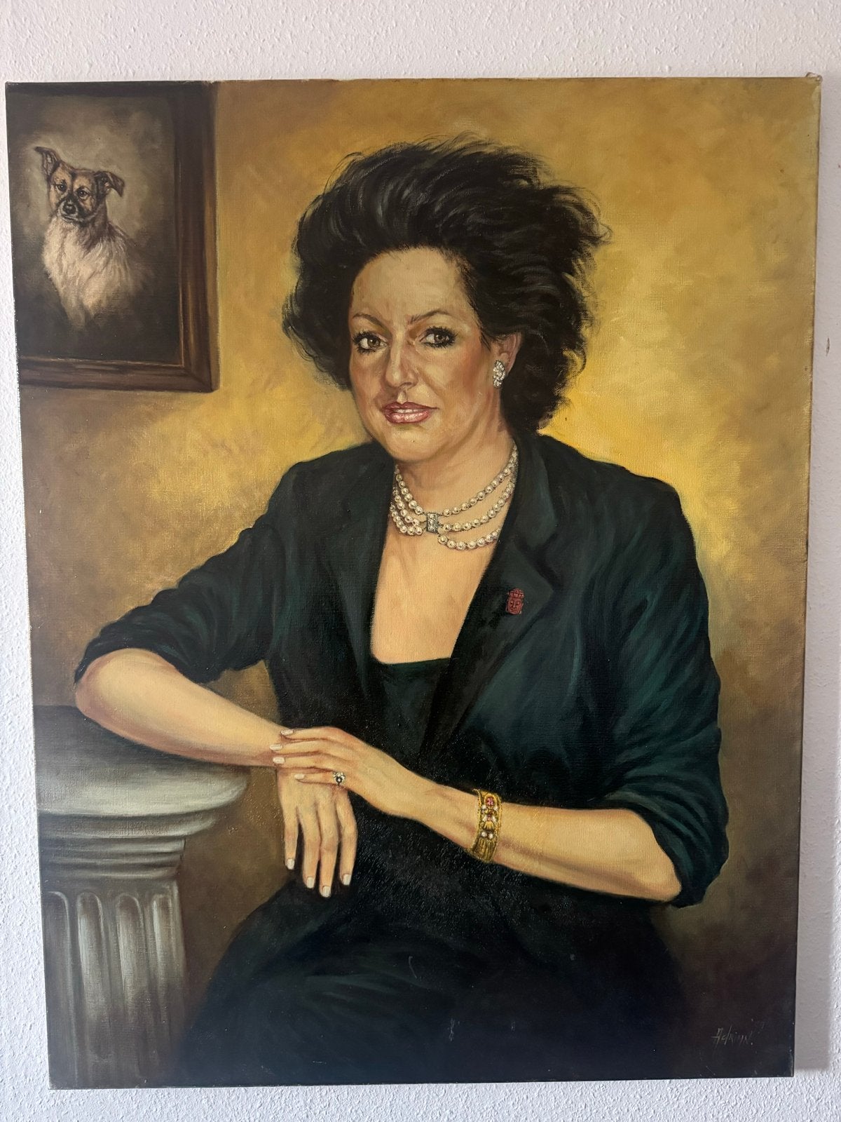 Groot portret van een dame door Adri van Loon, Ophalen, Doek, Portret of Personen, Realistisch