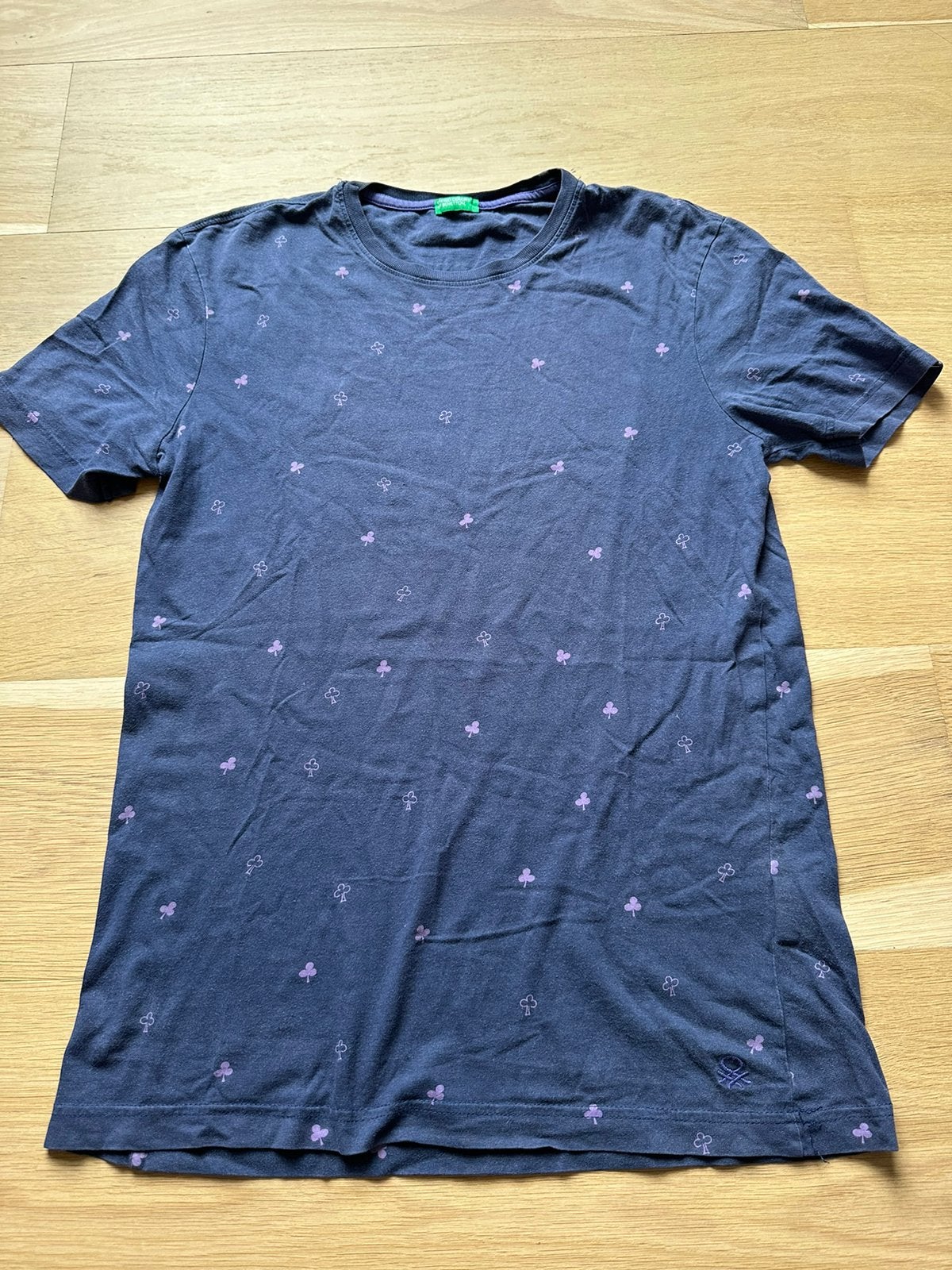 United Colors of Benetton klaver t-shirt S, Ophalen of Verzenden, Gedragen, Maat 46 (S) of kleiner, Blauw