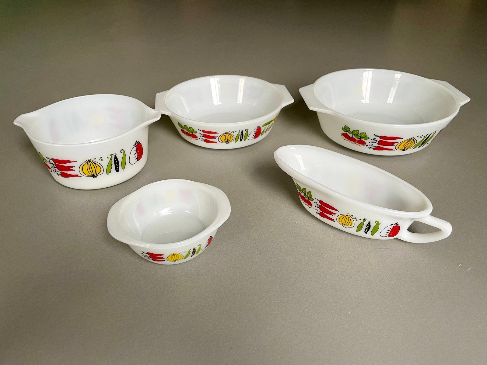 Vintage 'Harvest' ovenschalen set - 5 stuks, Antiek en Kunst, Ophalen of Verzenden