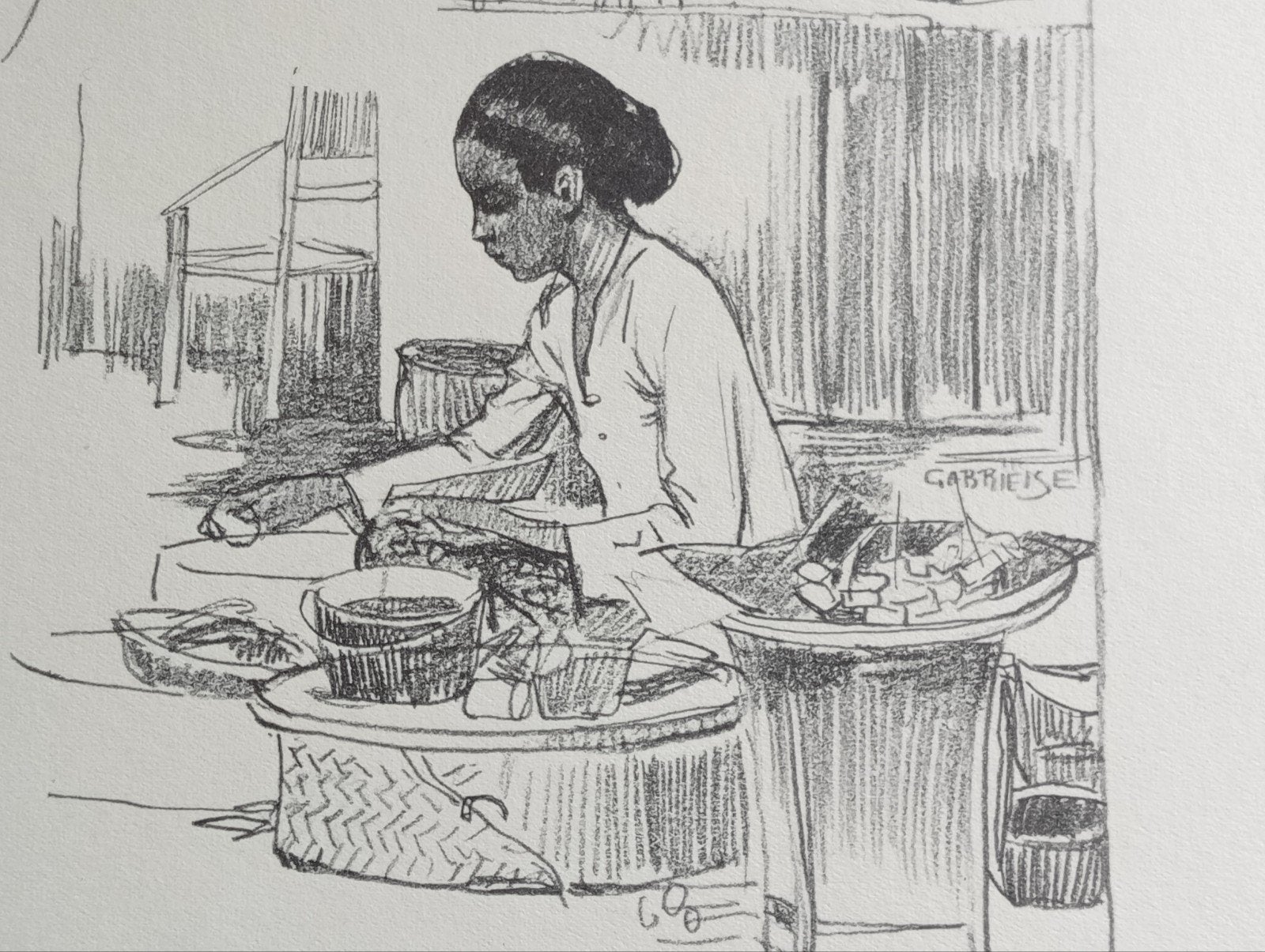 Gabrielse prent Nederlands Indië Indonesië, Ophalen of Verzenden, Voor 1940, Gebruikt, Overige onderwerpen