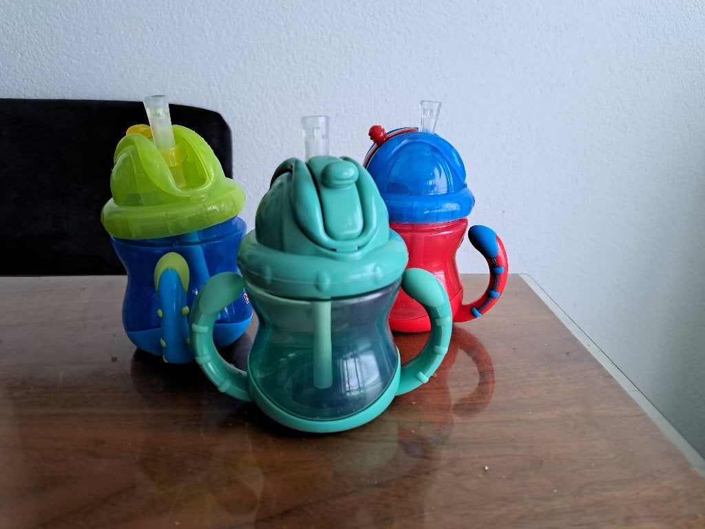 3 rietjesbekers anti lekbeker Nuby, Ophalen, Zo goed als nieuw, Overige typen, Overige merken