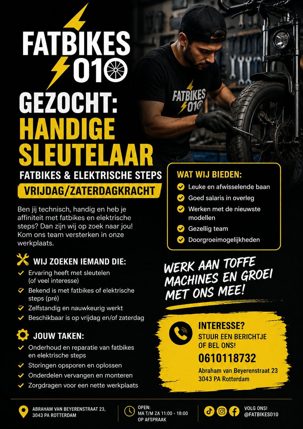 MEDEWERKER GEZOCHT – FATBIKES & ELEKTRISCHE STEPS, Vacatures, Variabele uren, Overige niveaus, Starter, Overige vormen
