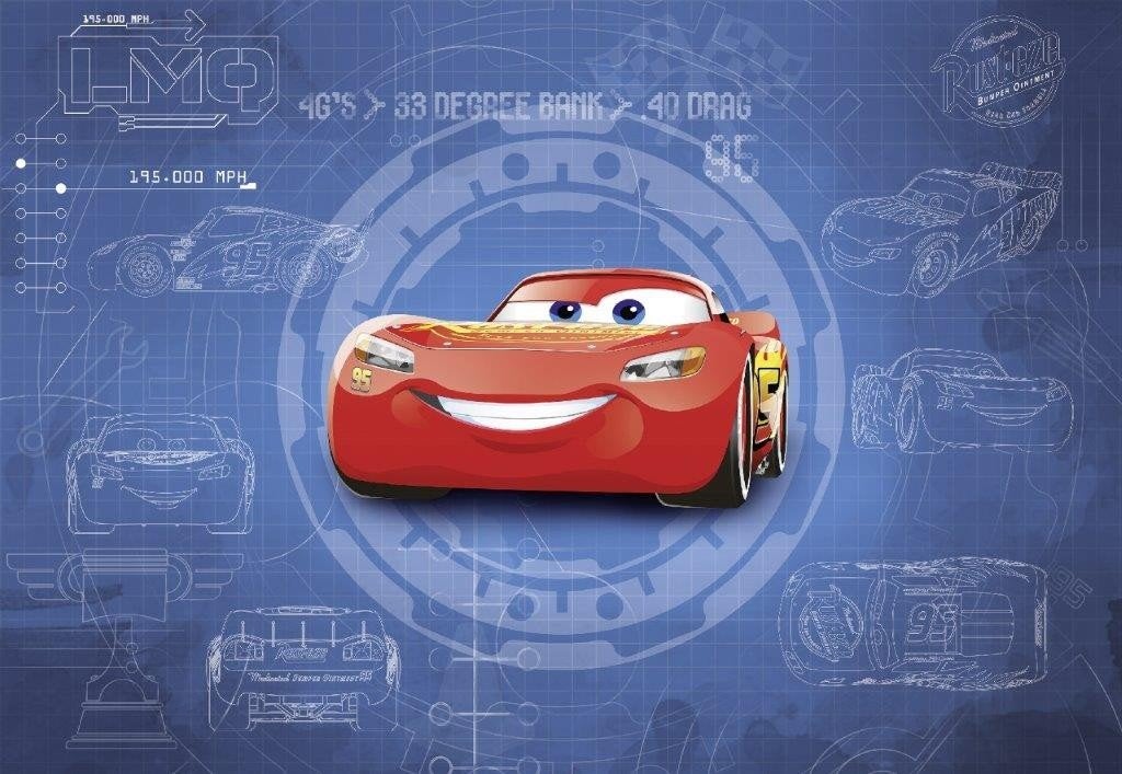 Disney Cars 3 fotobehang Blueprint XL, behang *Muurdeco4kids, Verzenden, Nieuw