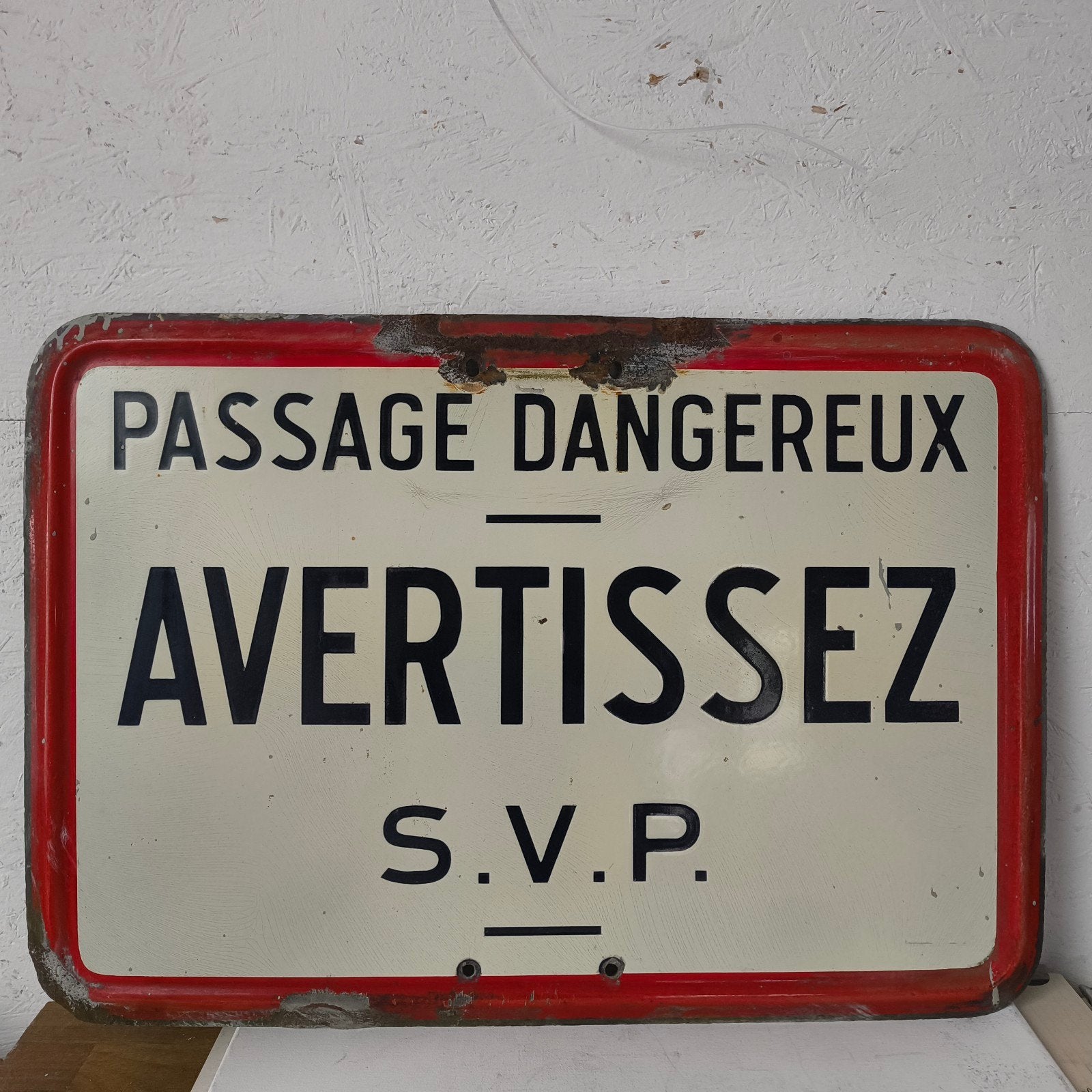 Antiek emaille waarschuwingsbord Franse spoorwegen, Ophalen of Verzenden, Gebruikt, Trein, Overige typen