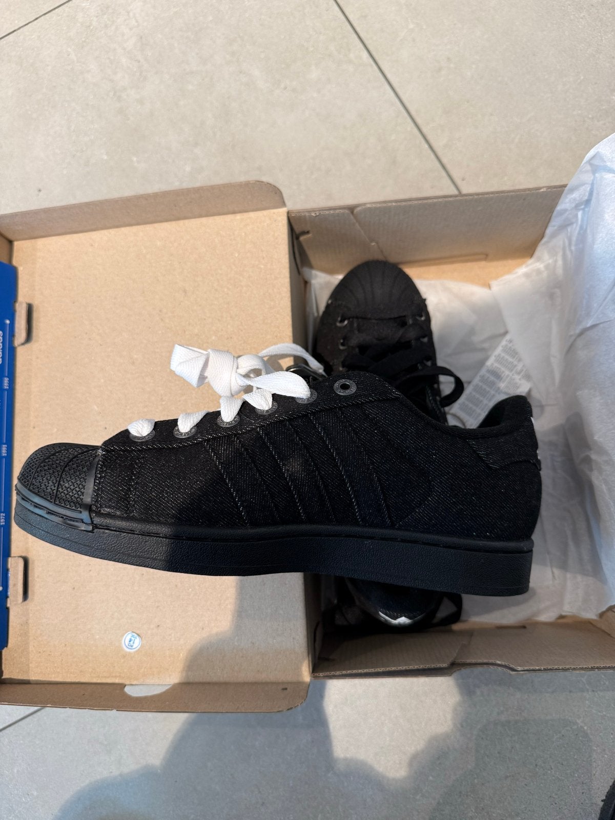 Adidas Superstar II Zwart Denim Sneakers Maat 41 1/3, Ophalen of Verzenden, Nieuw, Zwart, Sneakers of Gympen