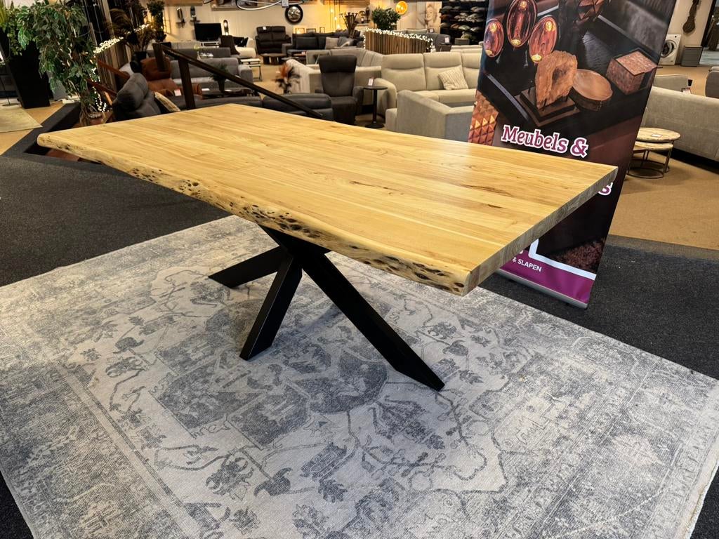 Eettafel 200 Acaciahout met spinpoot Direct/Leverbaar E-7373, Nieuw, 50 tot 100 cm, Mwonenenslapen@ziggo.nl, #Acaciahout#Rechthoek#Spinpoot#Eettafel#Boomstam