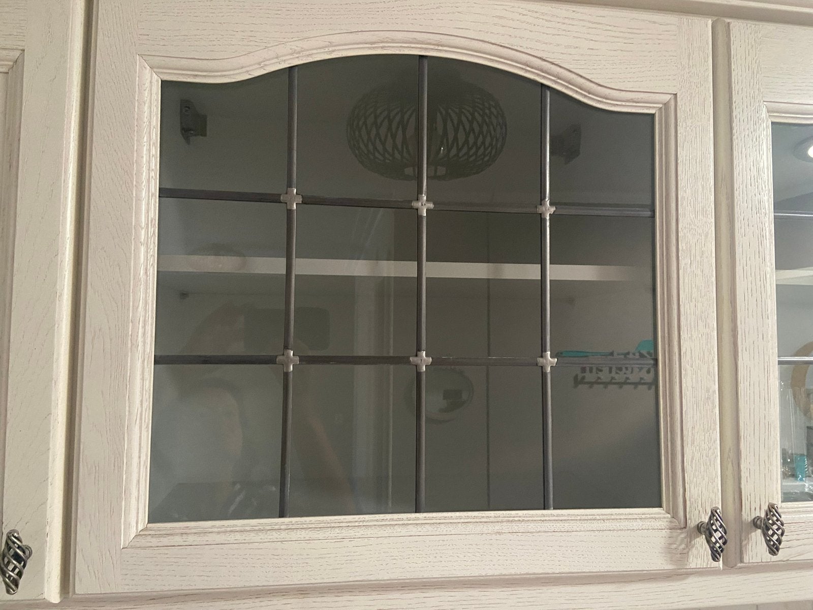 2x Glas in lood uit keukenkastdeuren, Doe-het-zelf en Verbouw, Glas en Ramen, Ophalen, Gebruikt, Overige typen, Minder dan 80 cm