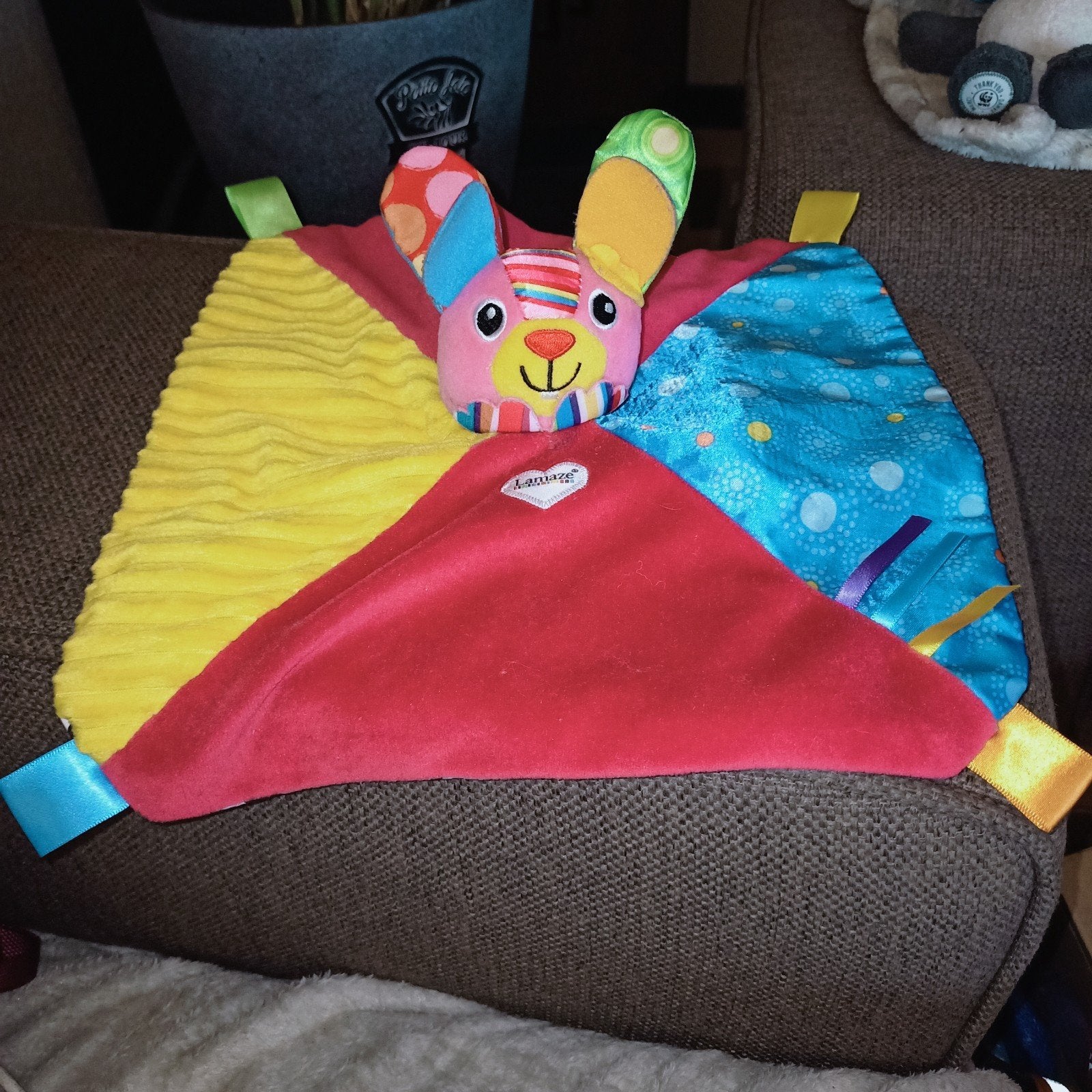 Lamaze kroeldoek rammelaar met konijnenkop., Kinderen en Baby's, Speelgoed | Knuffels en Pluche, Overige merken, Ophalen of Verzenden
