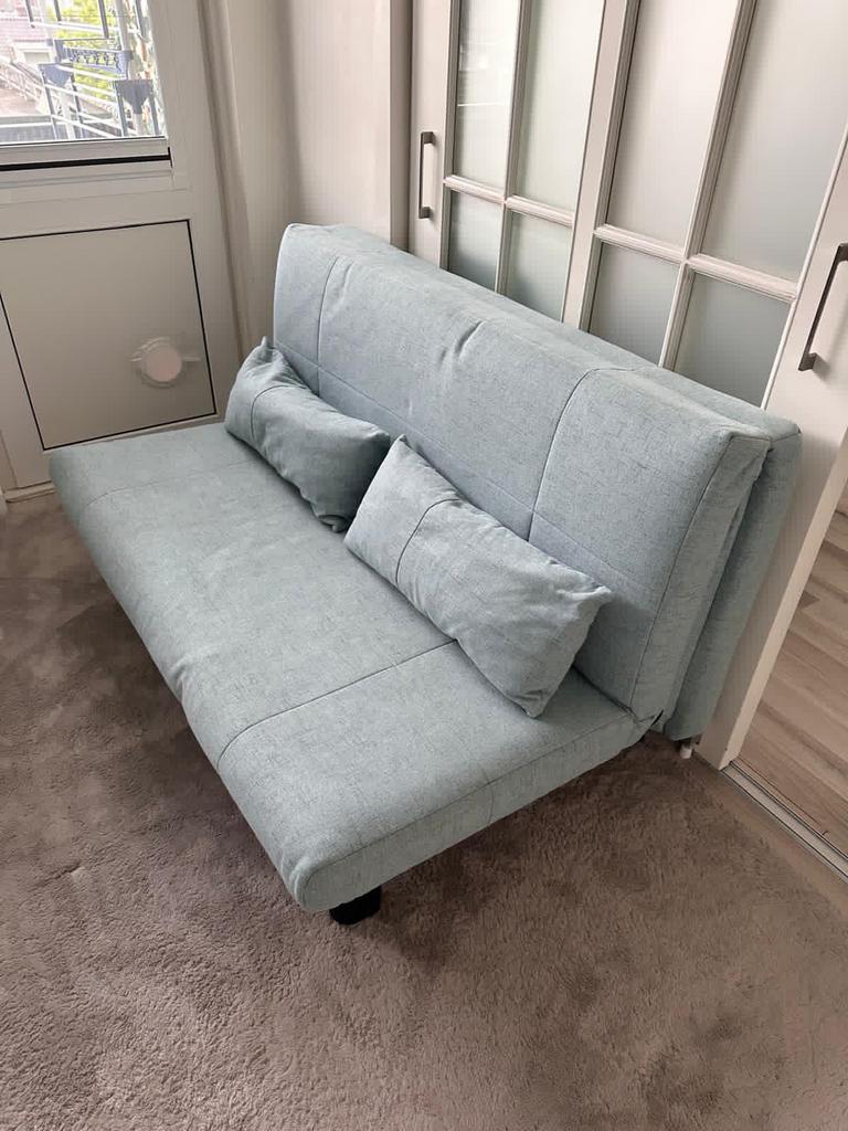 Slaapbank, Huis en Inrichting, Slaapkamer | Slaapbanken, Ophalen, Blauw, Tweepersoons, 140 cm
