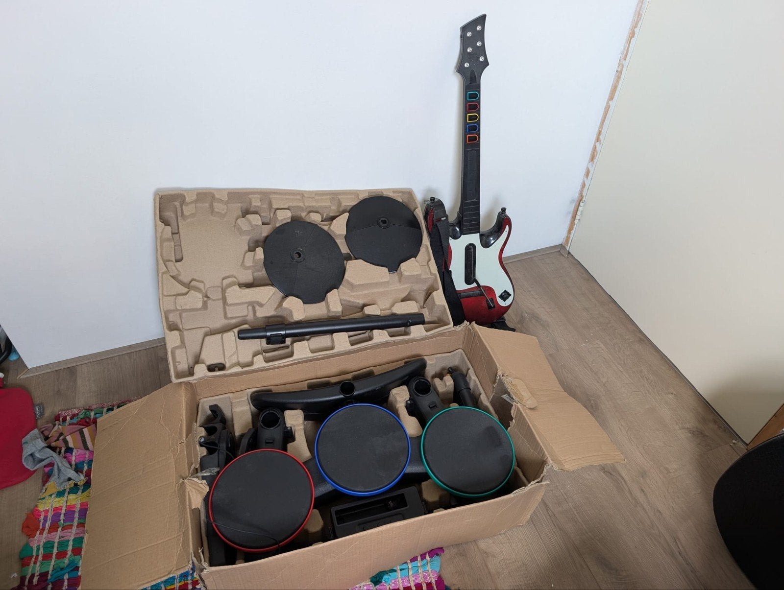 Wii Console met 6 spellen, gitaar en drumstel, Spelcomputers en Games, Ophalen, Gebruikt, Met 2 controllers, Met games