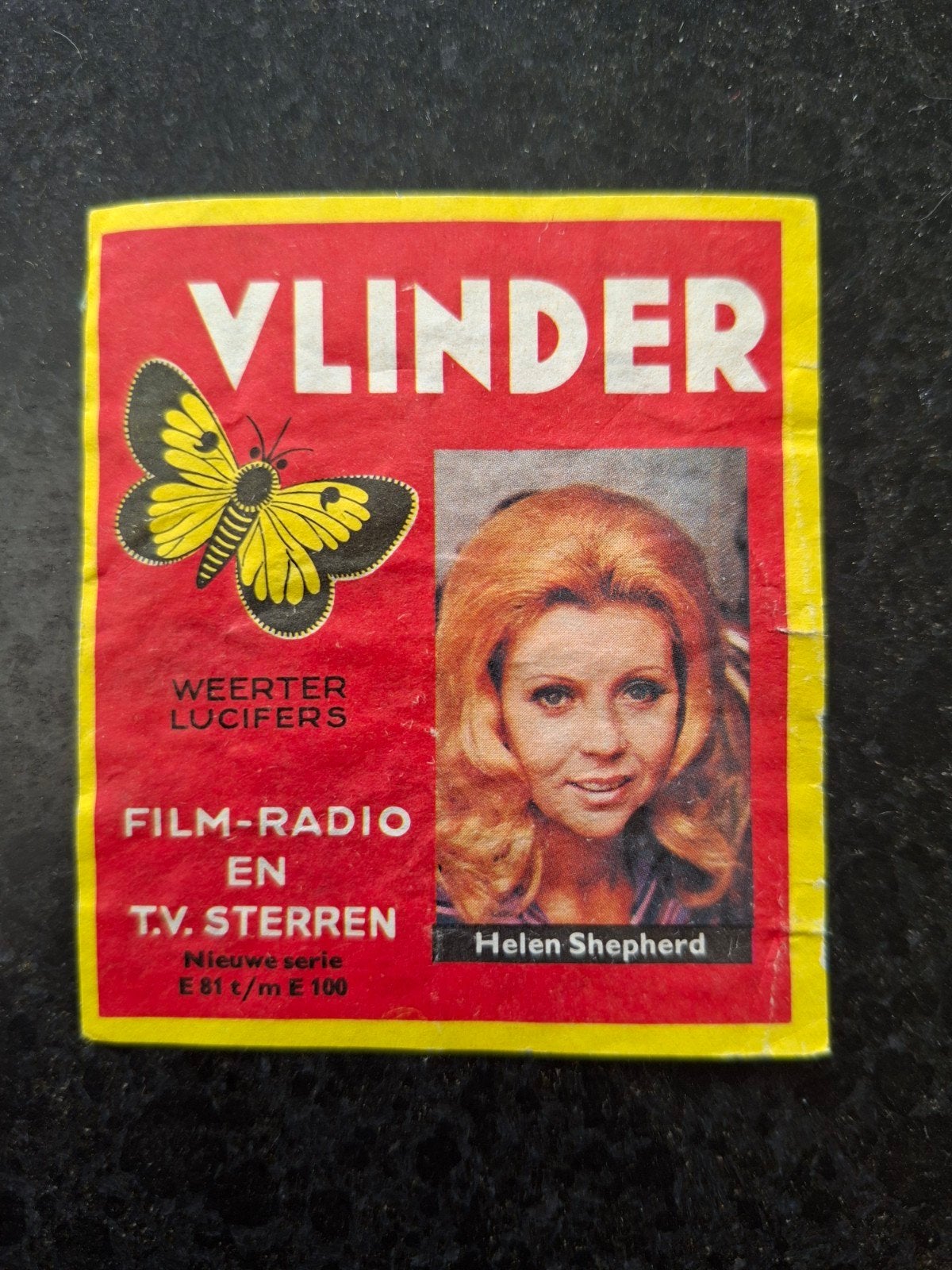 paketiket Vlinder artiesten E81-E100 Helen Shepherd, Ophalen of Verzenden, Sigarenbandjes