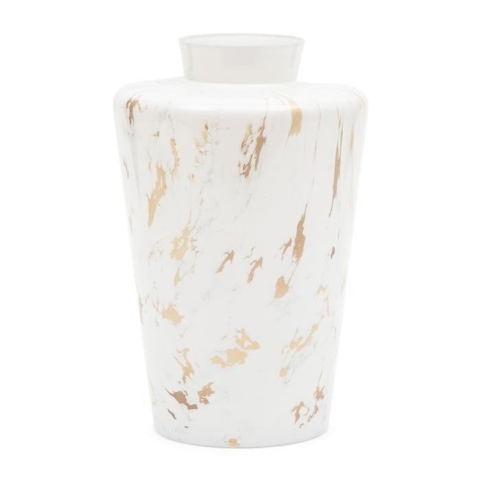Witte vaas Riviera Maison, Ophalen, 32 cm, Wit, Glas