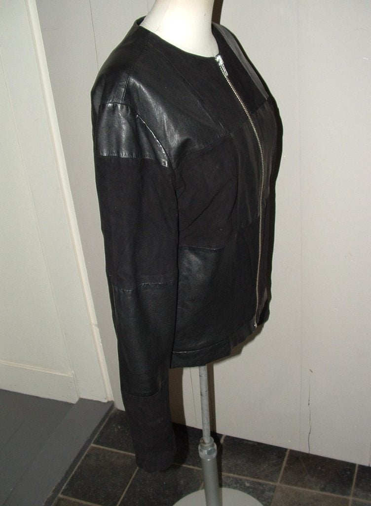 Stella Nova lamsleer + goat suede jas jack maat 38, Maat 38/40 (M), Zwart, Zo goed als nieuw, Stella Nova