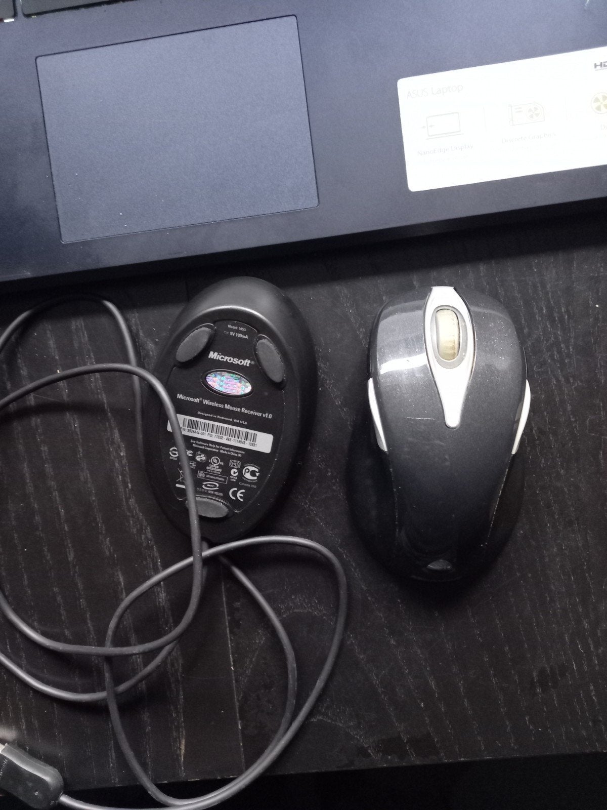 Microsoft wireless Laser mouse 5000  model 1058, Computers en Software, Ophalen, Muis, Gebruikt, Draadloos