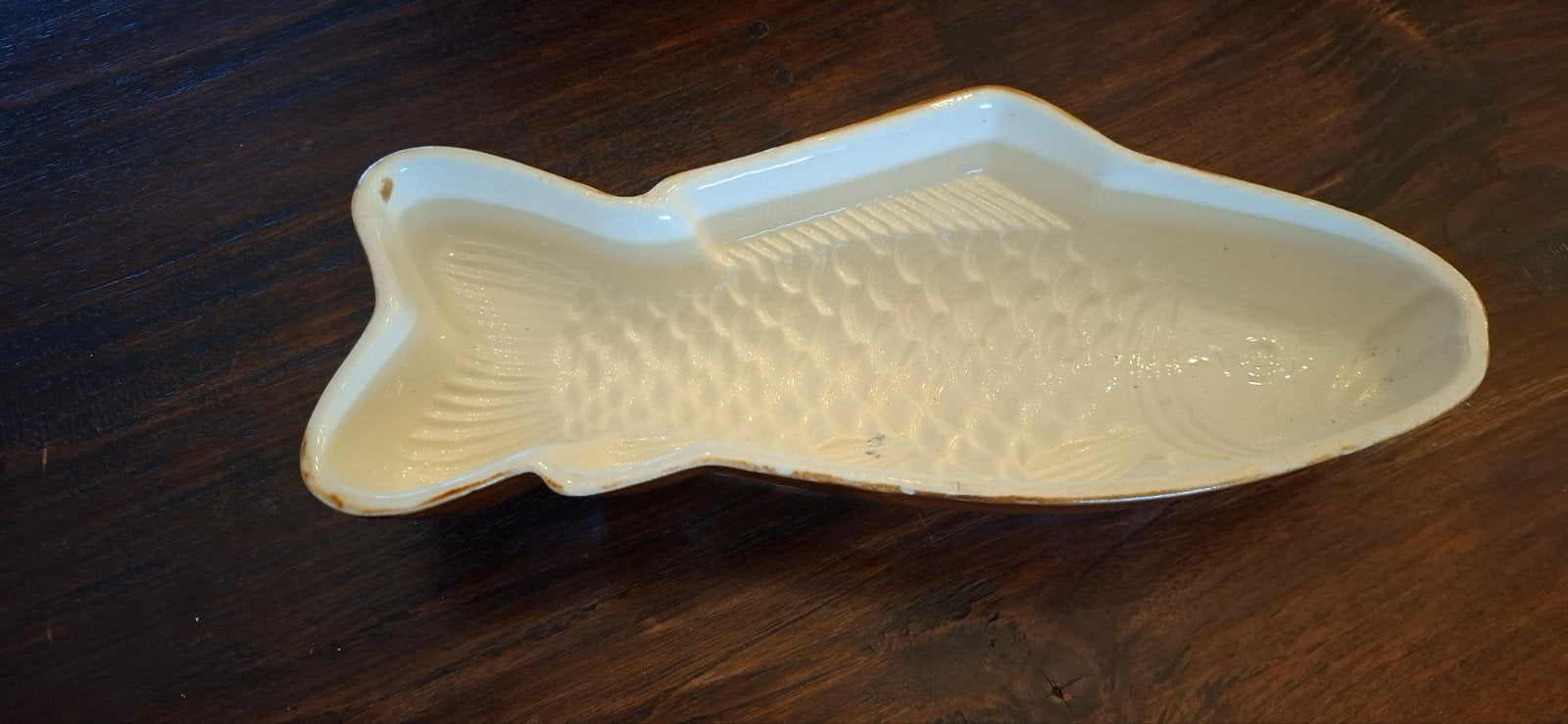 Vintage Visschaal / Ovenschaal - Bruin Keramiek, Antiek en Kunst, Ophalen of Verzenden