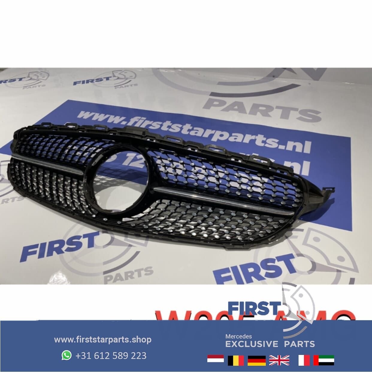 W205 C205 C43 AMG DIAMOND GRIL ZWART Mercedes C Klasse 2014-, Gebruikt, -, Ophalen of Verzenden, -
