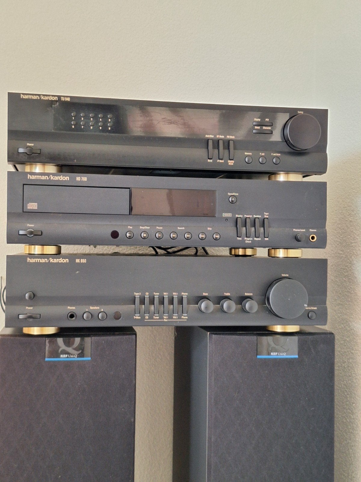 Harman Kardon set, tuner, cd speler, versterker, Kef boxen., Tuner of Radio, Losse componenten, Zo goed als nieuw, Ophalen
