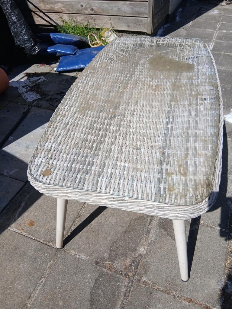 Tuintafel met glasplaat - opknapper, Ophalen, Gebruikt, Rechthoekig
