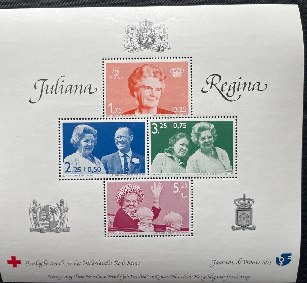 Postzegelvel Juliana Regina 1975 Rode Kruis, Postzegels en Munten, Postzegels | Nederland, Ophalen of Verzenden, Na 1940, Postfris