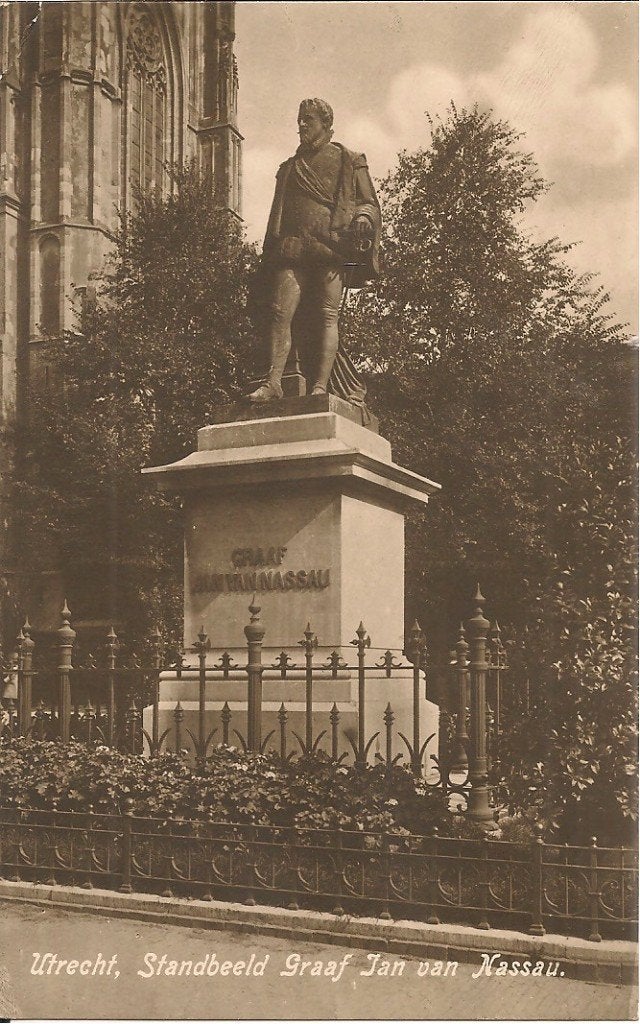 Oude ansichtkaart Utrecht - Standbeeld Graaf Jan van Nassau, Ophalen of Verzenden, 1920 tot 1940, Ongelopen, Utrecht