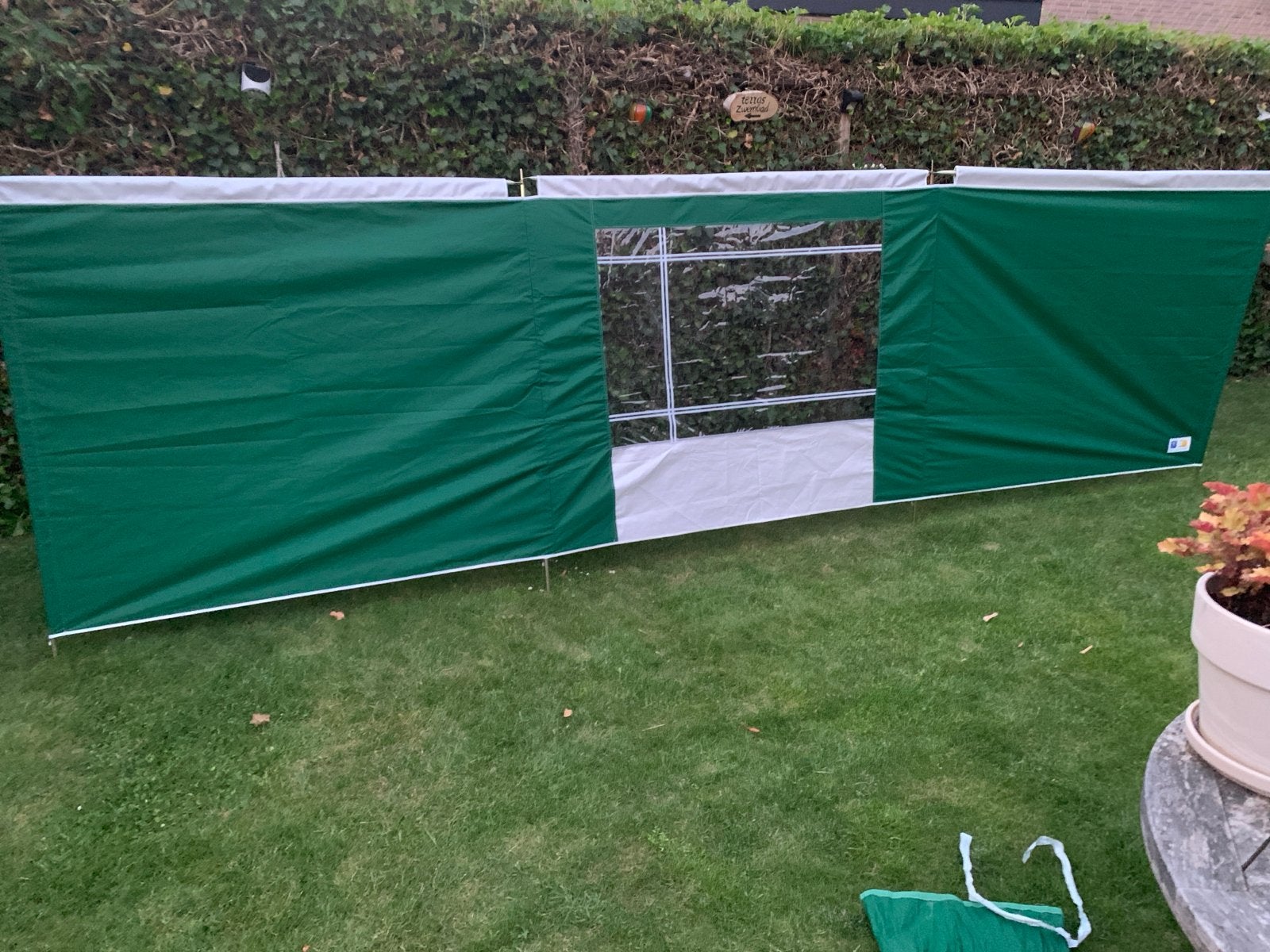 Windscherm Reda Ten Cate 500x140 cm groen wit met raam, Ophalen of Verzenden, Zo goed als nieuw